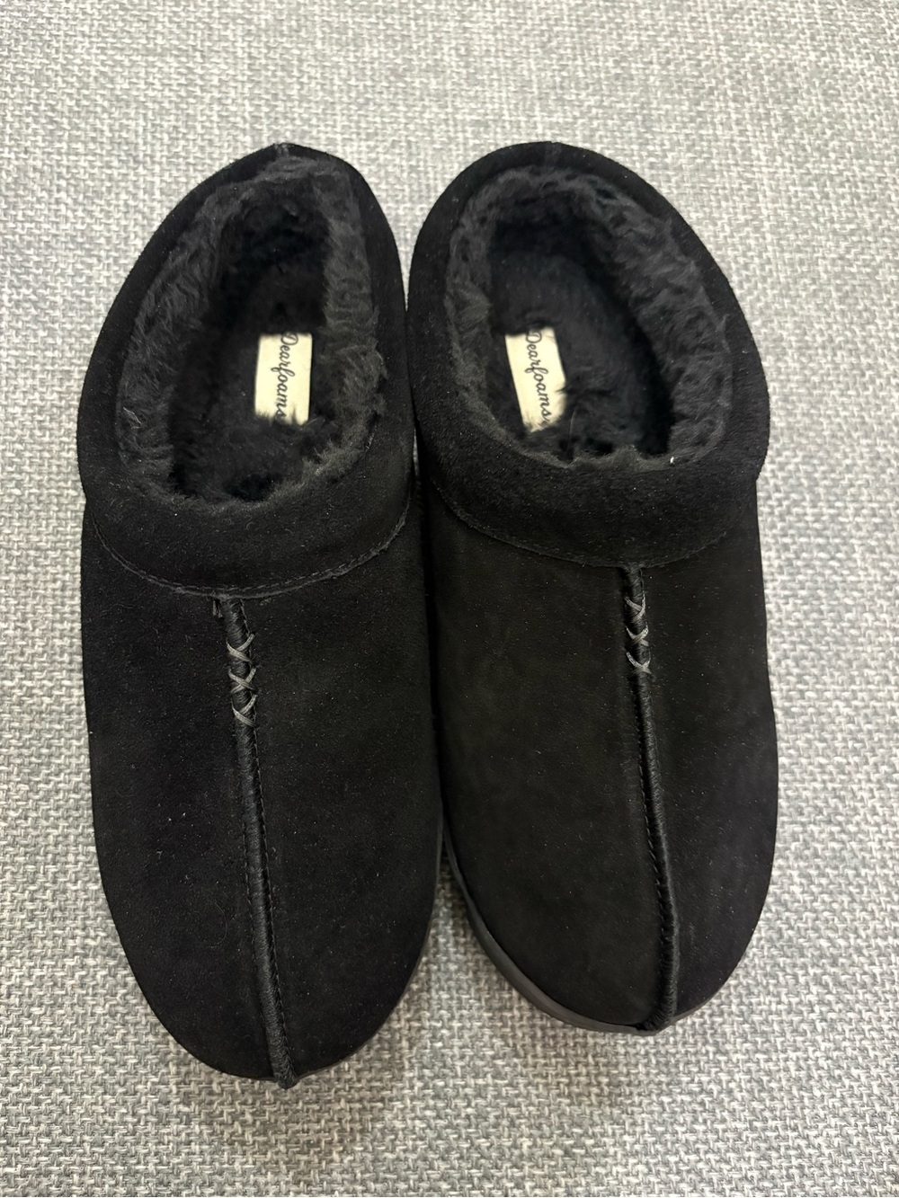 Dearfoams Women's Doreen Slip-On Suede Clog Booties Black